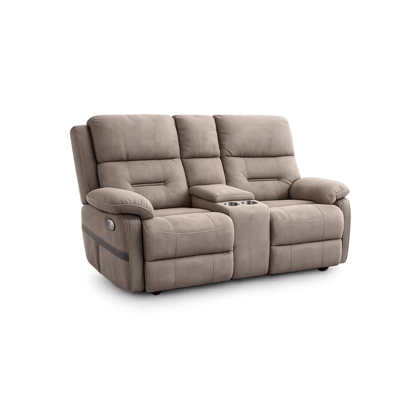 Reclinable Manual con Consola Central Color Gris Taupe