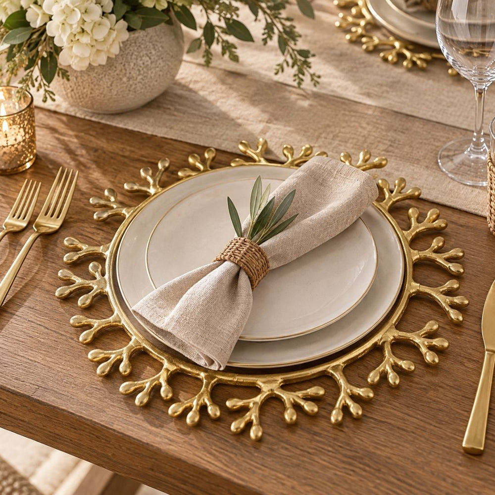 Berries Frame Charger(Plato) Gold