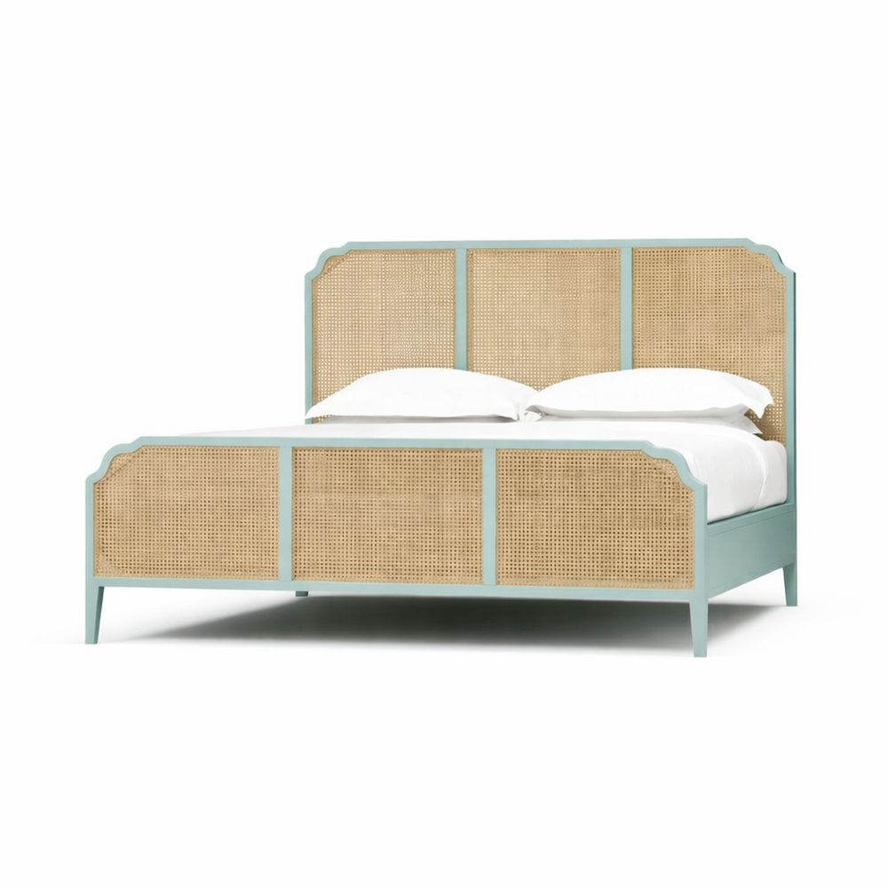 Cama Queen Marisol en Rattan en Duck Egg