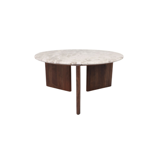 Mesa Centro Mármol C/base Madera