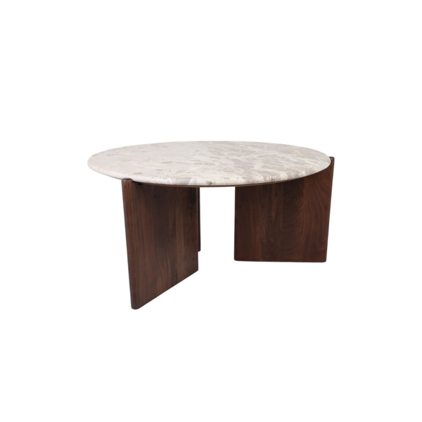 Mesa Centro Mármol C/base Madera