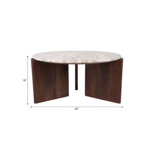 Mesa Centro Mármol C/base Madera
