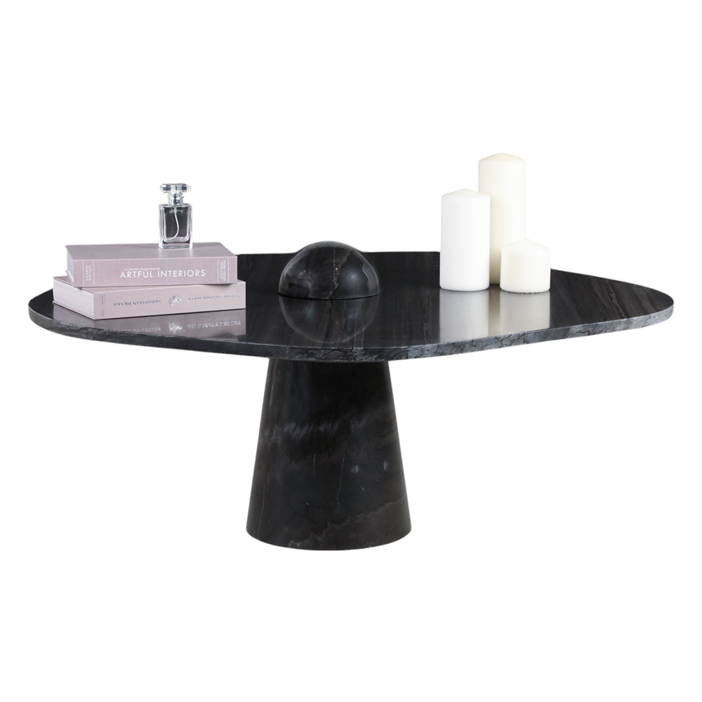 Mesa de centro de marmol Apolline de 36" con perola negra