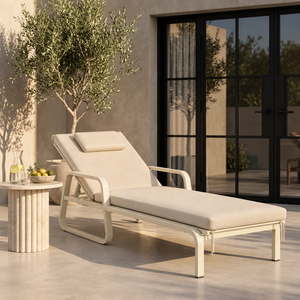 Sun Lounger With Cushion (Beige)