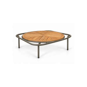 Avril Teak Wood Round Tea Table (Silver Brown)