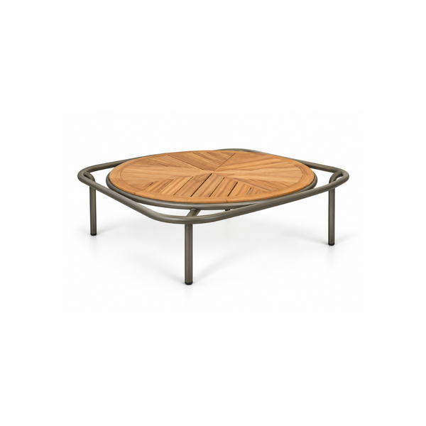 Avril Teak Wood Round Tea Table (Silver Brown)