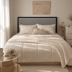 Cama Tapizada de Metal Queen