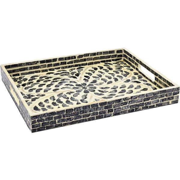 Bandeja rectangular Capiz negra