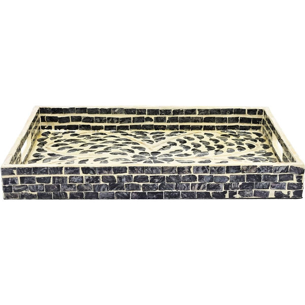 Bandeja rectangular Capiz negra