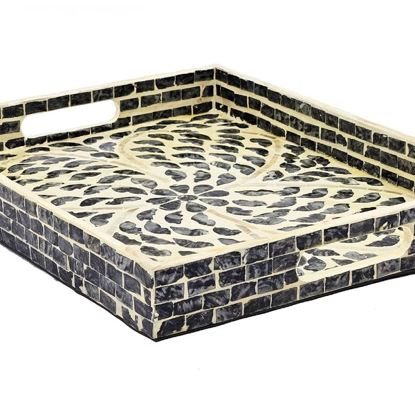 Bandeja rectangular Capiz negra