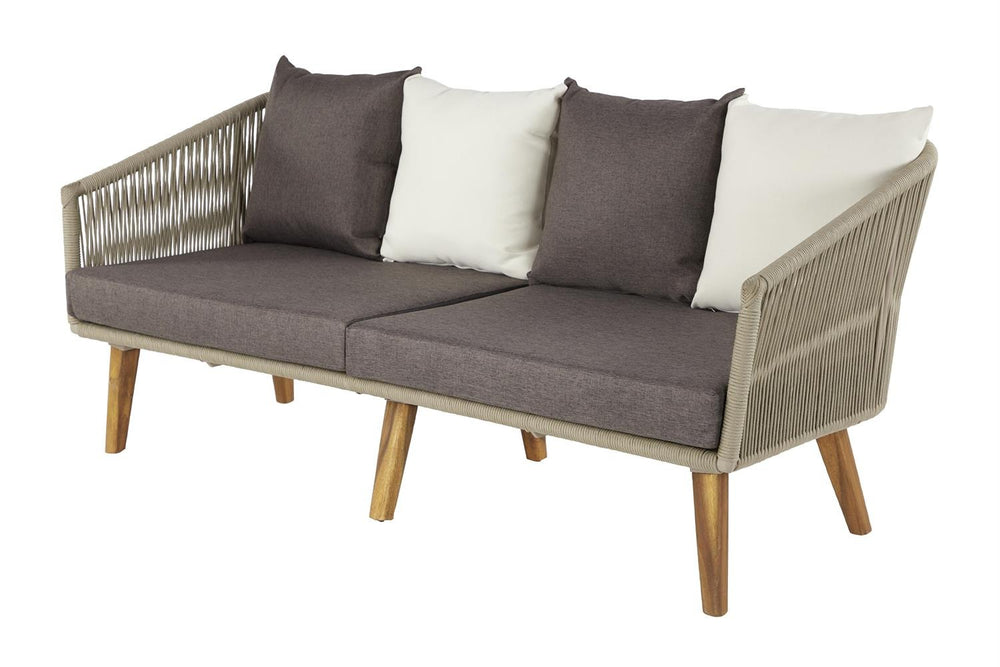 Sofá de Cuerda Tejida Gris para Interior/Exterior