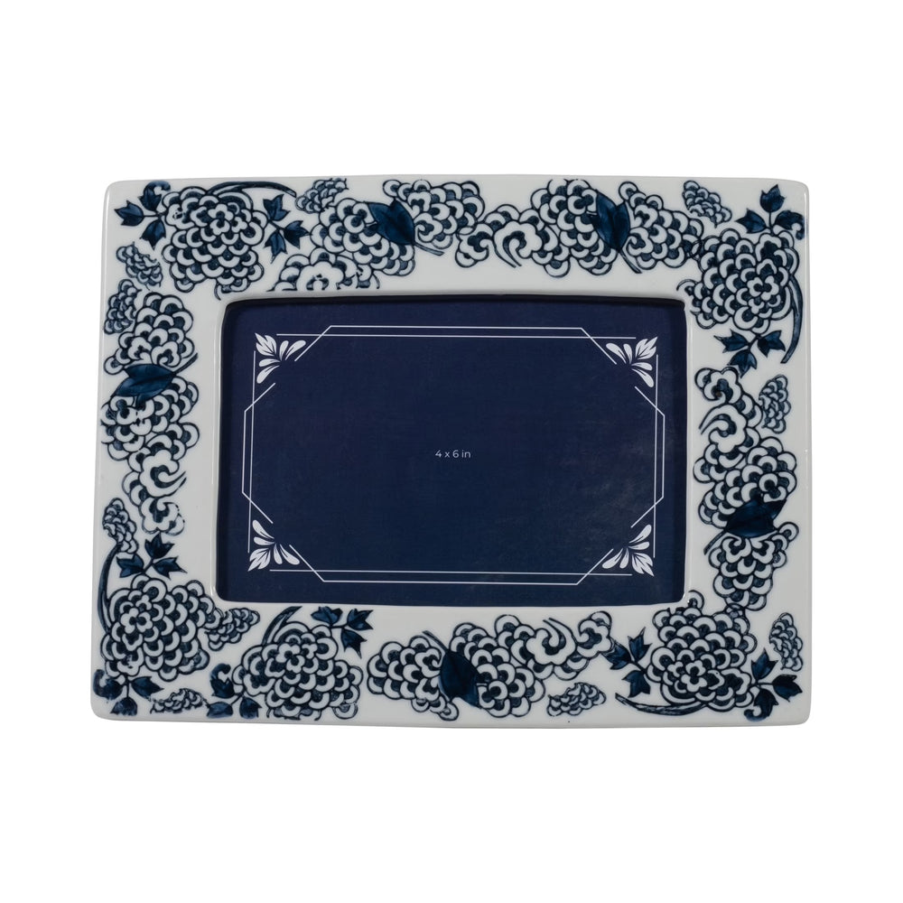 Porta Retrato en cerámica azul y blanco 4X6