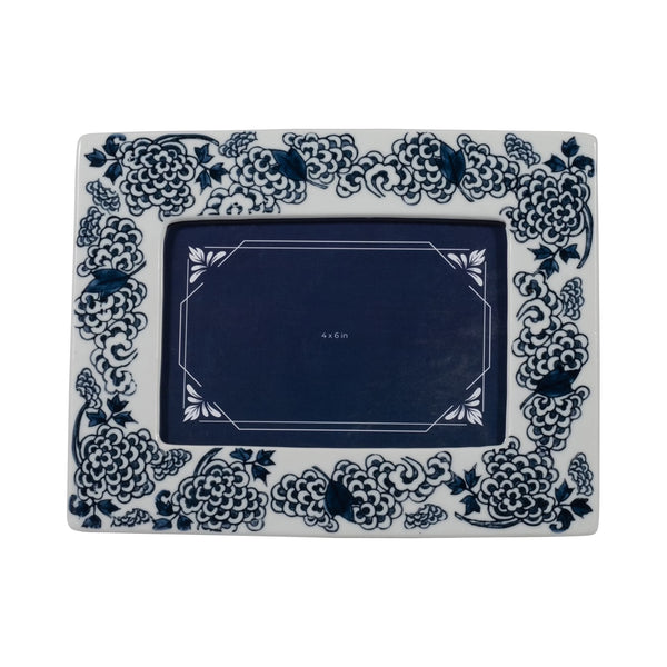 Porta Retrato en cerámica azul y blanco 4X6
