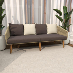 Sofá de Cuerda Tejida Gris para Interior/Exterior