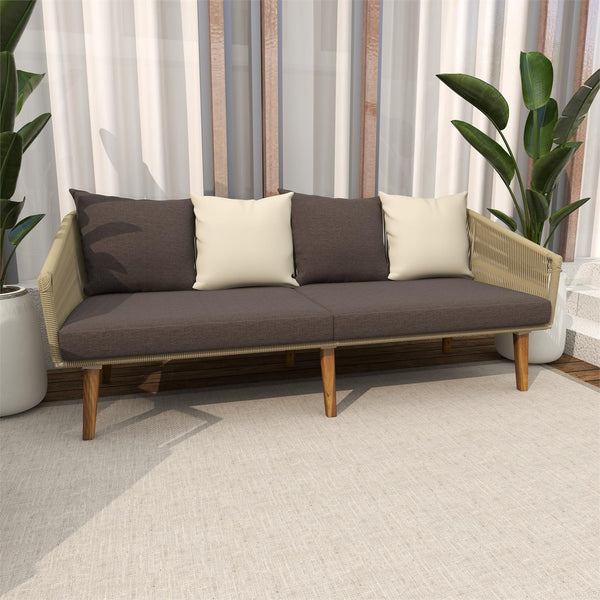 Sofá de Cuerda Tejida Gris para Interior/Exterior