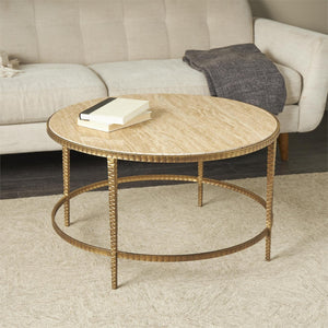 Mesa de Centro Redonda de Mármol Beige