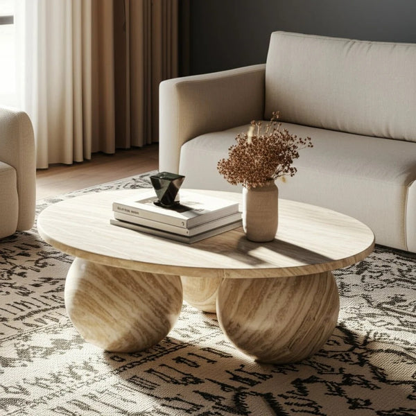 Mesa de centro esférica de mármol Laszlo de 40"