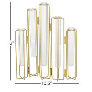 Jarrón decorativo geométrico plegable en metal dorado