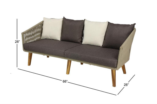 Sofá de Cuerda Tejida Gris para Interior/Exterior