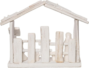 Belén Minimalista de Madera y cerámica Blanca