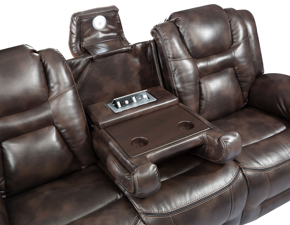 Sofá Reclinable de 3 asientos Oportuna Dual-Power con Consola Abatible