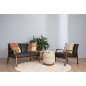 ottoman Lexis tapizado en tela Teddy Brown Beige