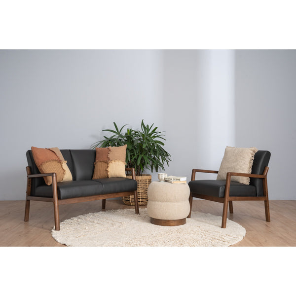 ottoman Lexis tapizado en tela Teddy Brown Beige