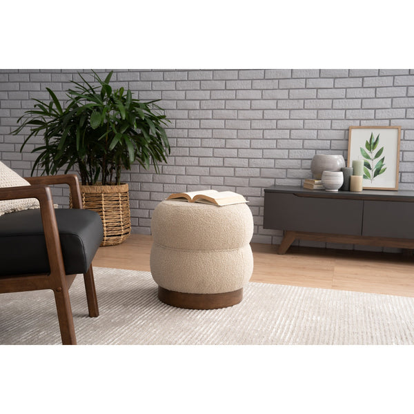 ottoman Lexis tapizado en tela Teddy Brown Beige