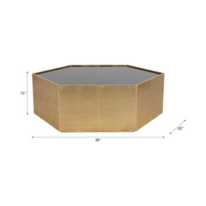 Mesa de centro madera con vidrio negro