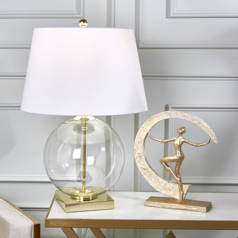 Lámpara de Mesa con Base de Cristal Transparente
