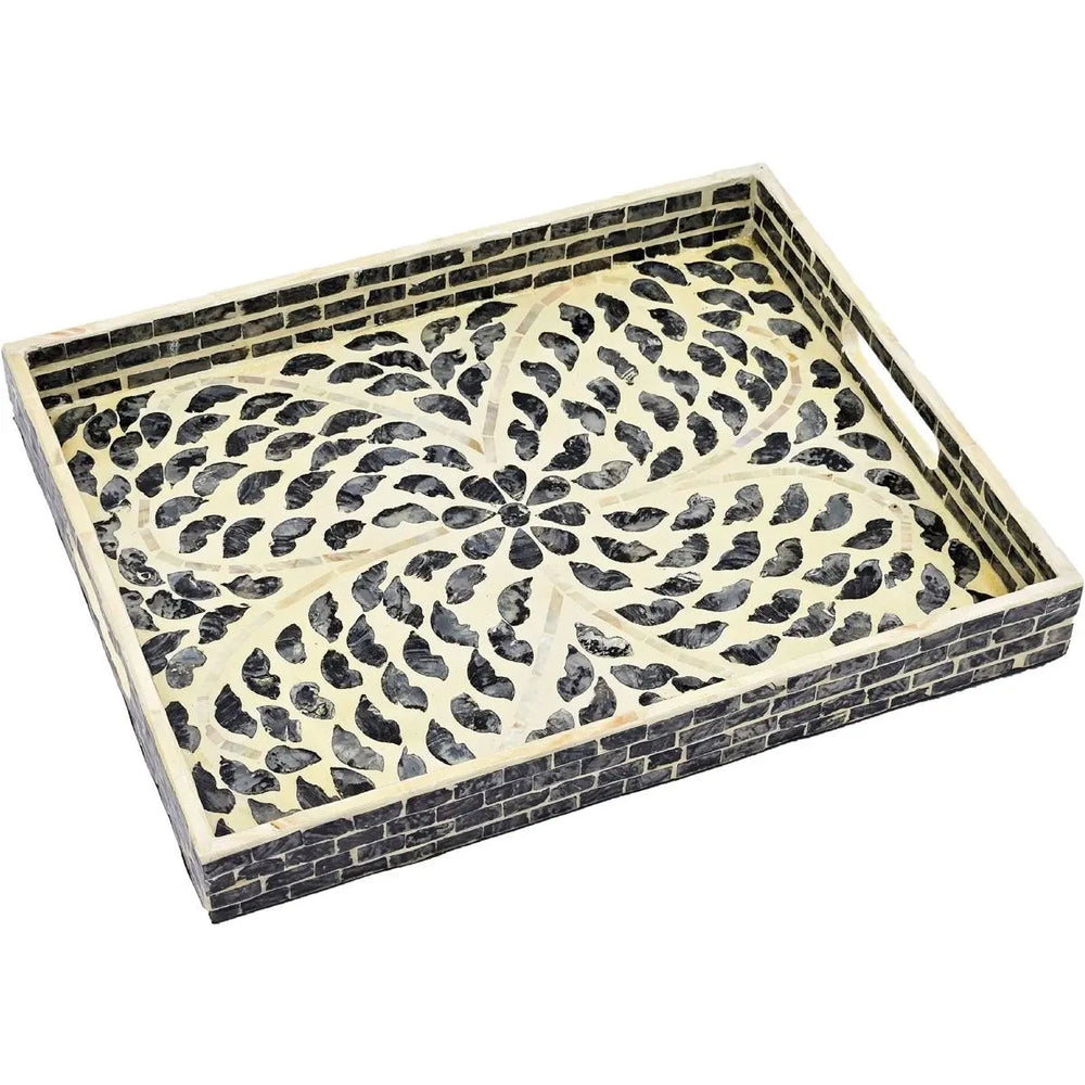 Bandeja rectangular Capiz negra