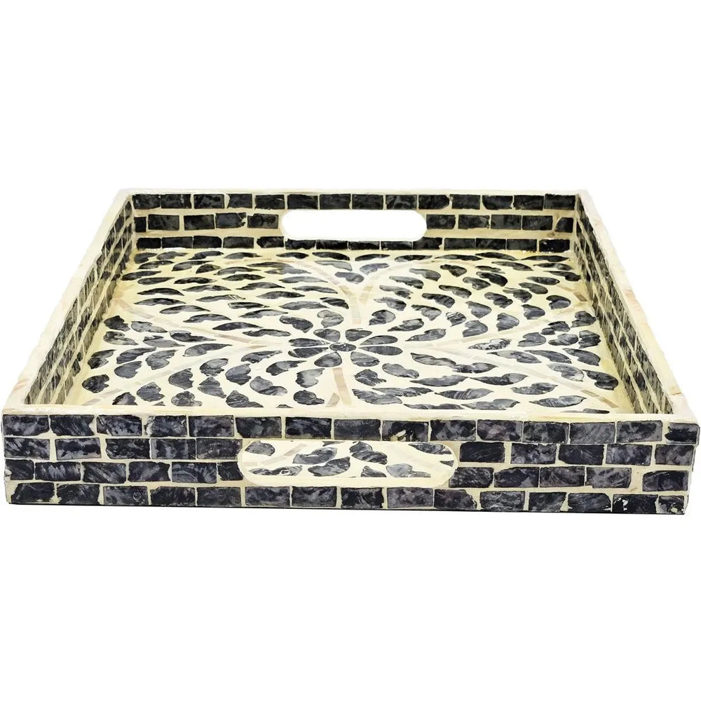 Bandeja rectangular Capiz negra