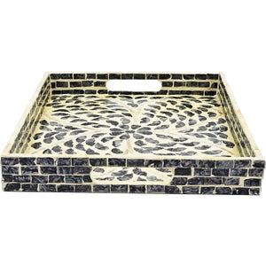 Bandeja rectangular Capiz negra