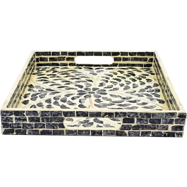Bandeja rectangular Capiz negra