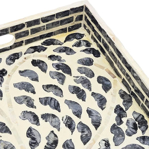 Bandeja rectangular Capiz negra