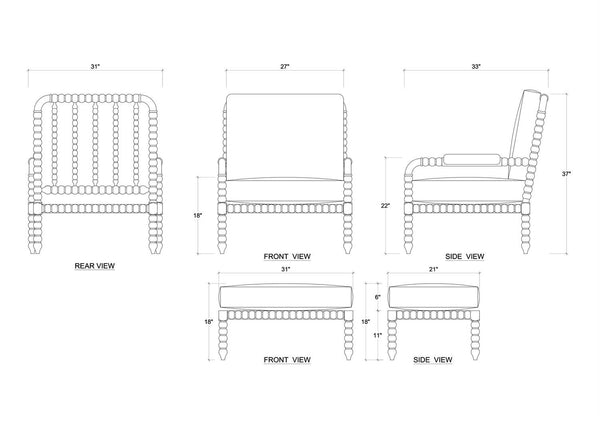 Sillón Bramble Cholet con otomana