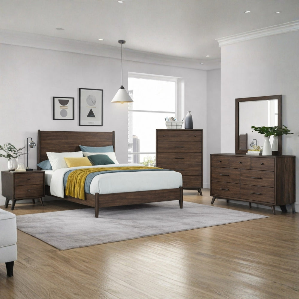 Cama Full Mid-Century Modern – Walnut