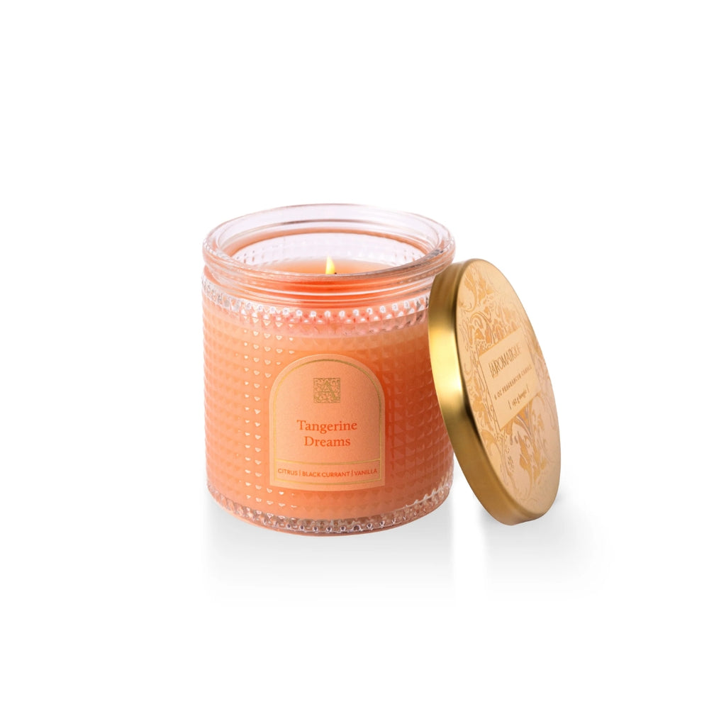 Vela aromática Tangerine Dreams en vidrio texturizado – colección Elegant Essentials
